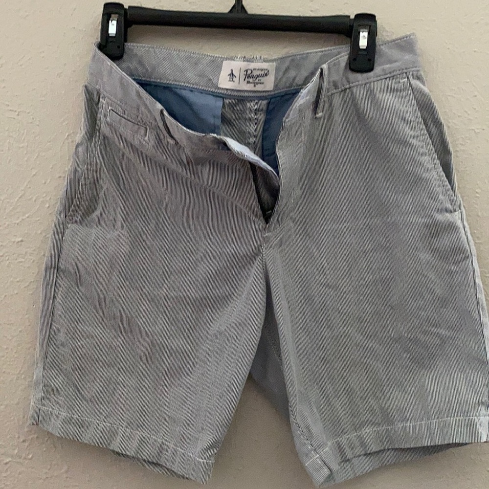 The original penguin flat front pinstripe shorts